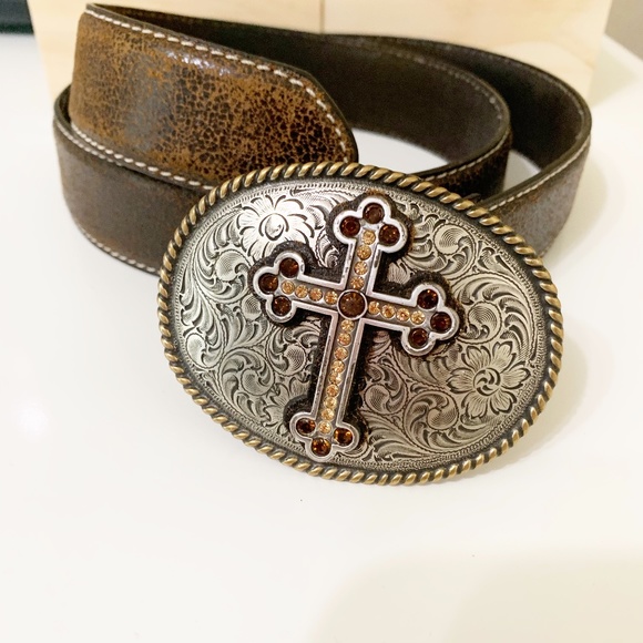 Nocona rhinestone cross buckle belt Clearance